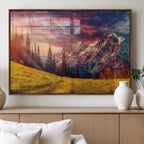 Mountain and Daylight Red Sunset Wall Art Canvas Print