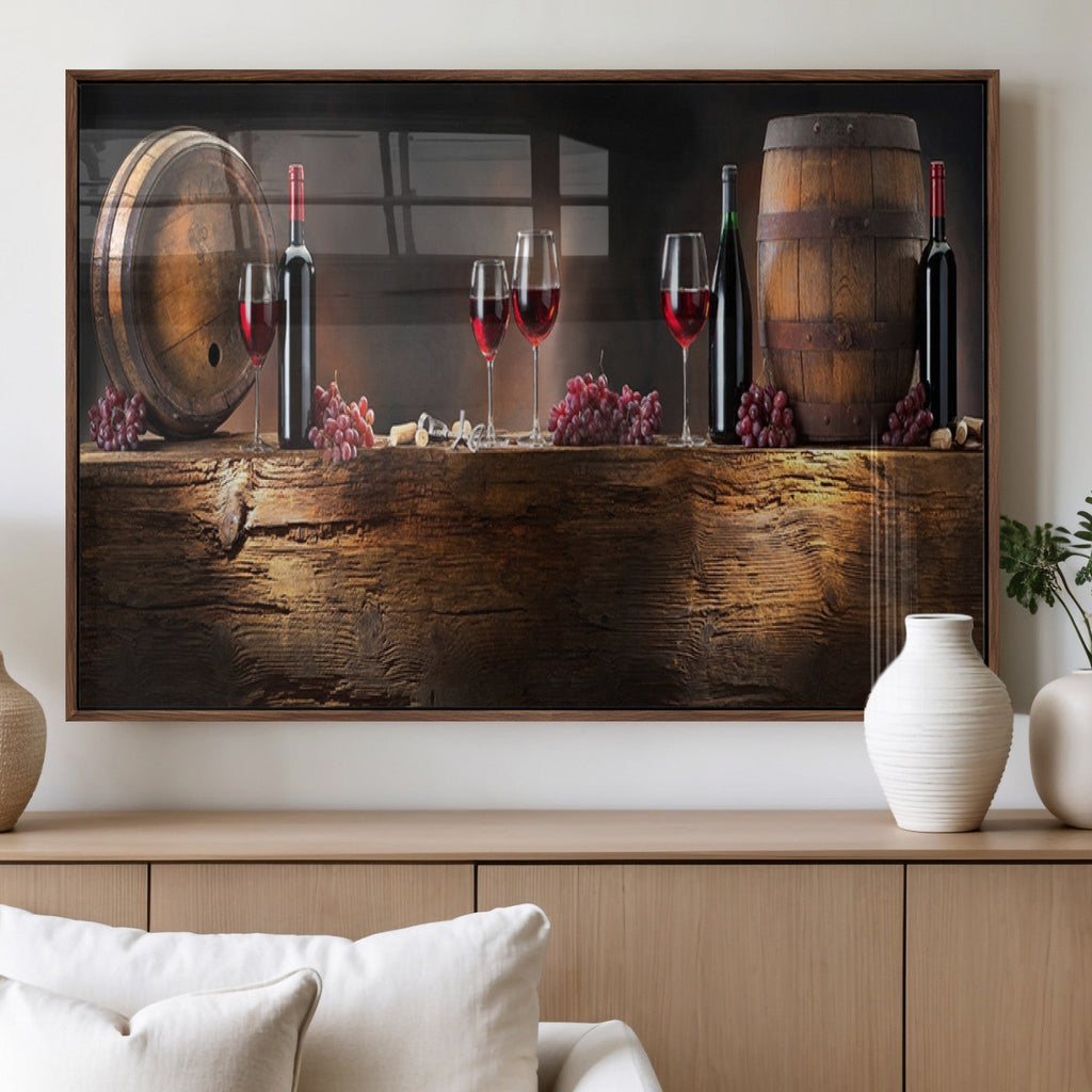 Wine and Barrels Wall Art Canvas Print
