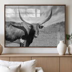 Longhorn Wall Art Canvas Print, Framed Ranch Wall Art Canvas Print