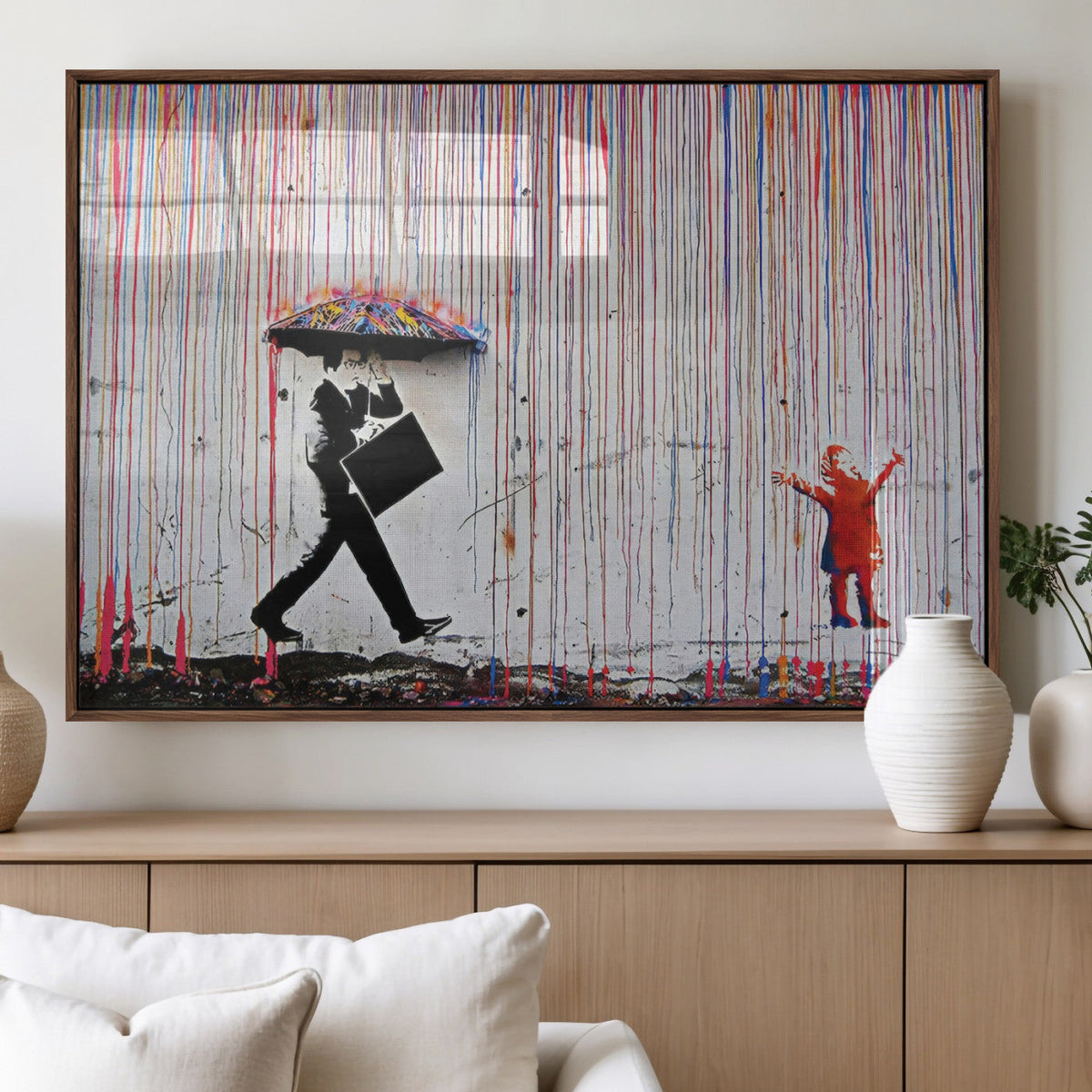 Banksy Wall Art Canvas Print | Framed Graffiti Street Art Picture