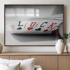 Framed Lucky Poker Cards Canvas | Modern Triptych Wall Art for Game Rooms