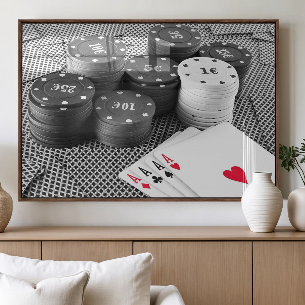 Poker Game Cards Wall Art Canvas, Multi Panel Wall Art
