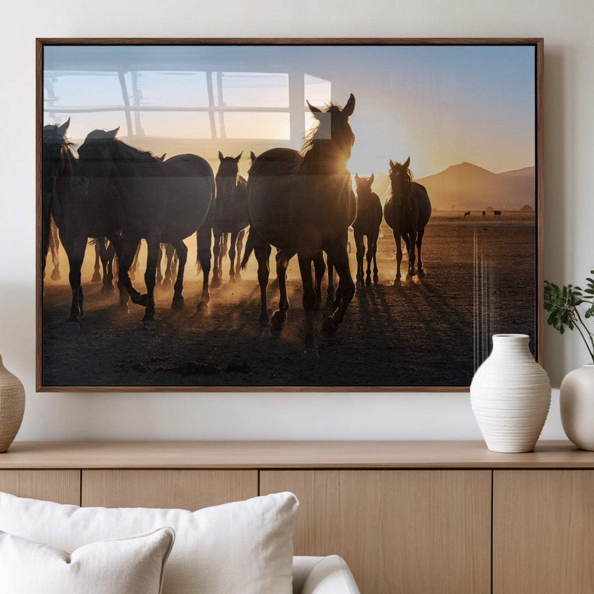 Horse Herd Wall Art Animal Canvas Print