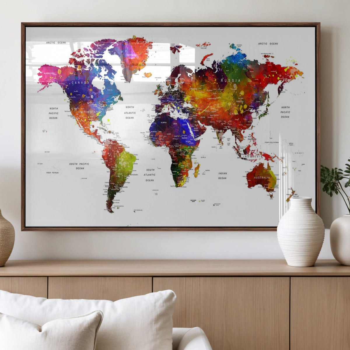 World Map Canvas Print | Detailed Map of the World Wall Art