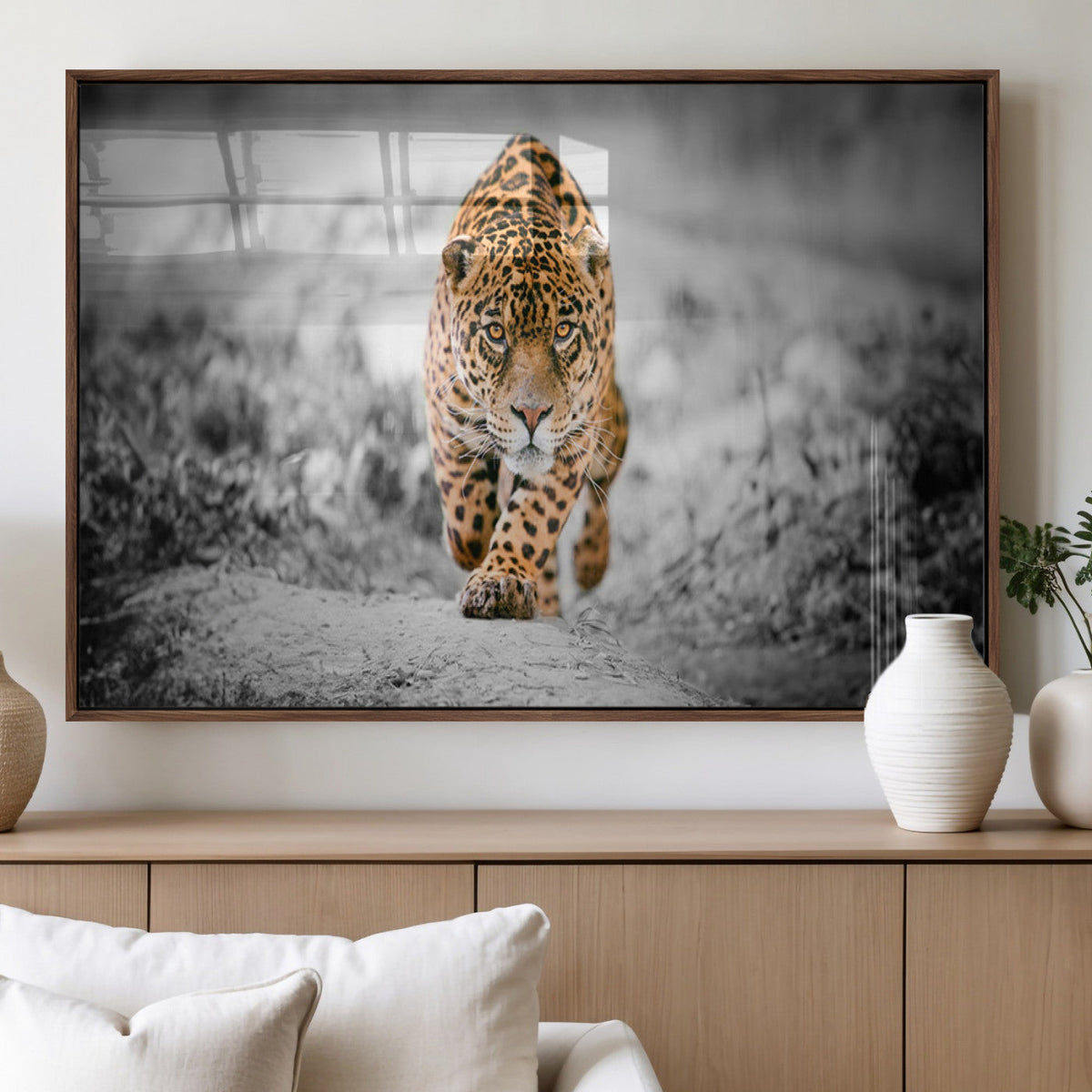 Jaguar Wall Art Canvas Print, Majestic Big Cat in Focused Pursuit
