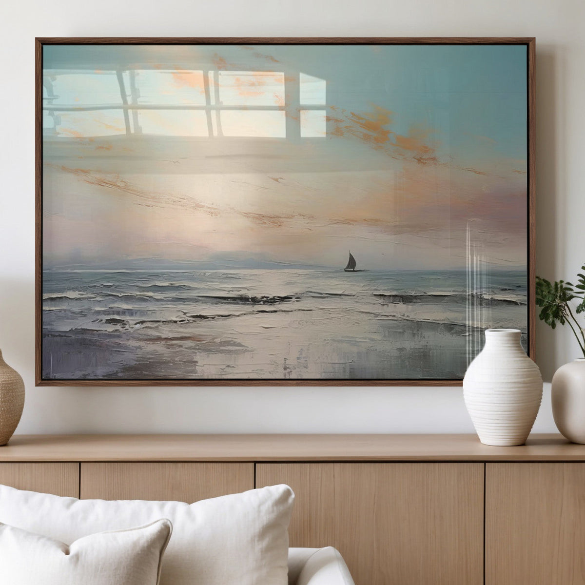 Abstract Ocean Wall Art, Boat Wall Art Canvas Print