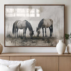 Chinese Ink Style Vintage Horses Wall Art Canvas Print