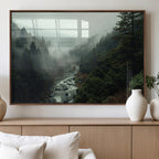 Misty Forest Wall Art, Tranquil Nature Landscape, Ready to Hang | Extra Large 3 Piece Canvas Wall Art