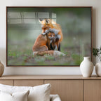 Heartwarming Fox and Baby Cub Wall Art | Canvas Print of Foxes in Nature