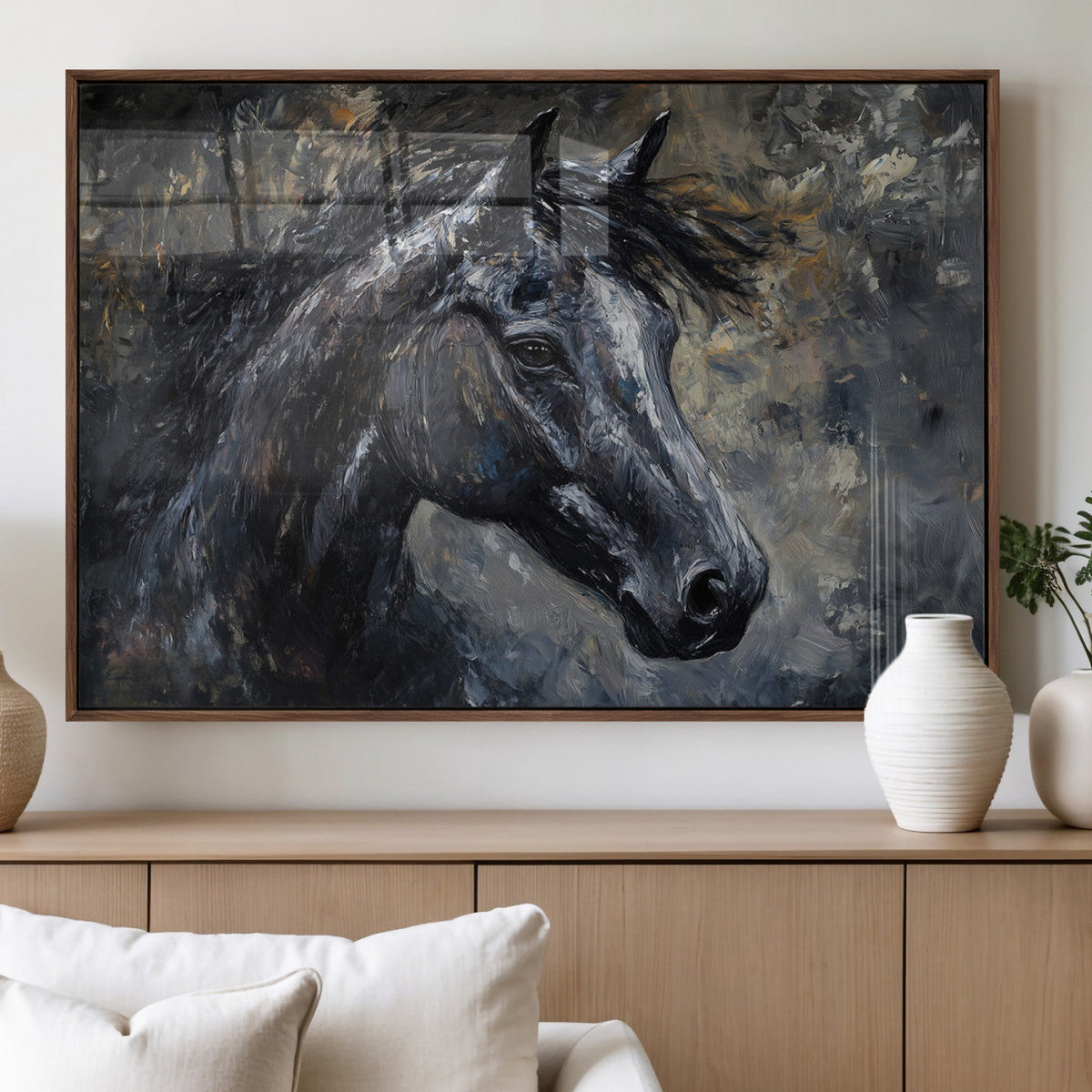 Large Abstract Horse Wall Art Canvas Print, Farmhouse Wall Art