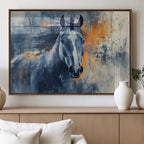 Abstract Blue Horse Wall Art Print Canvas | Western Horse Wall Art for Farmhouse Decor