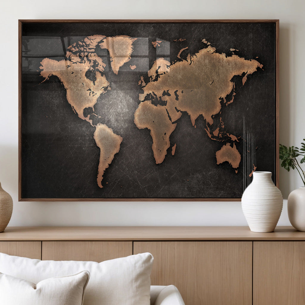 World Map Canvas Print | Framed Travel Map Wall Art for Couples