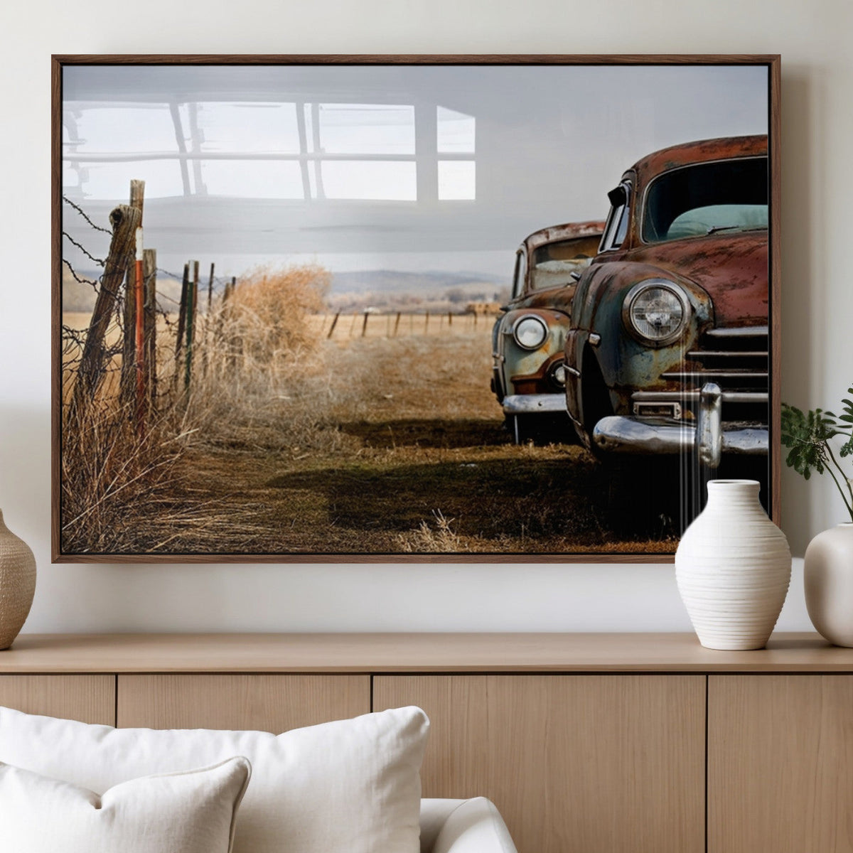 Old Rustic Classic Car Wall Art Canvas Print