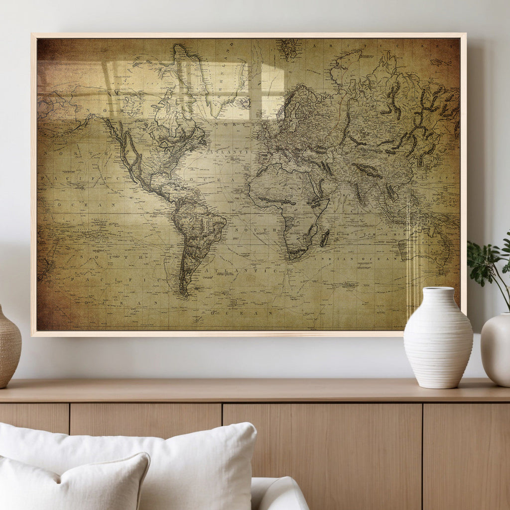 Push Pin World Map Canvas Print | Travel Tracker Wall Art