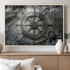 Ship Steering Wheel Vintage Wall Art Canvas Print