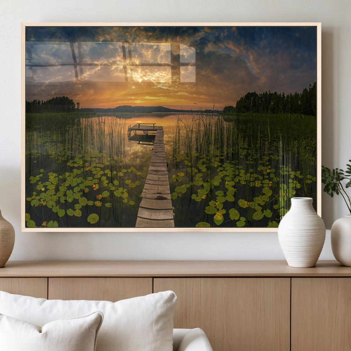 Lake and Flower Wall Art Canvas Print