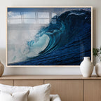 Ocean Wave at Sunset Canvas Art, Large Wall Print of Vibrant Water Waves