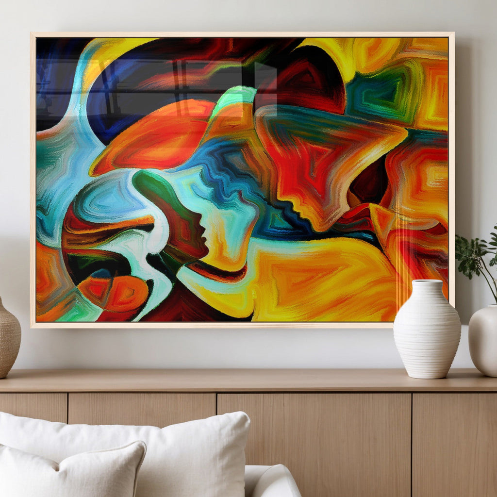 Human Love Figures Abstract Wall Art Canvas Print