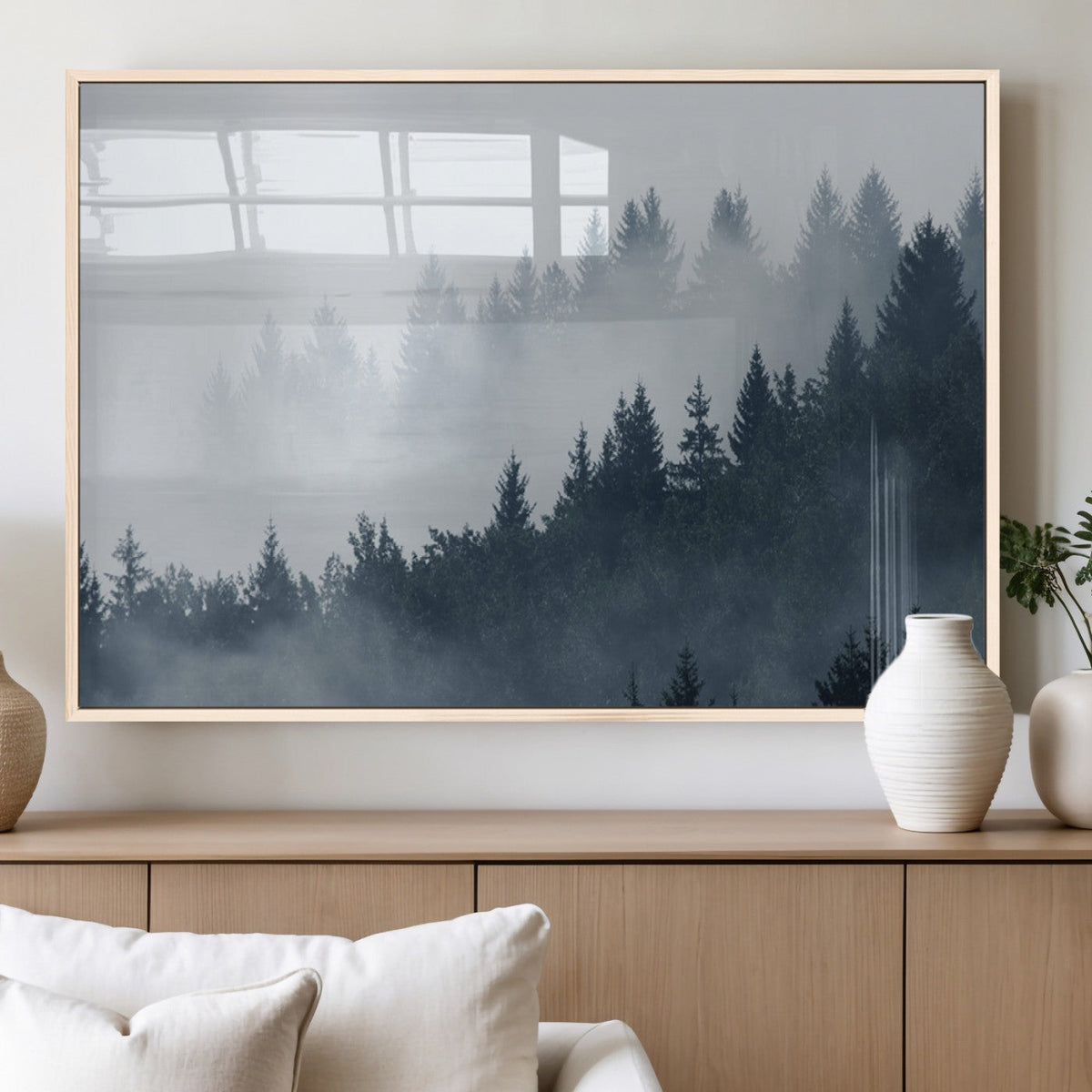Foggy Pine Forest Wall Art Canvas Print