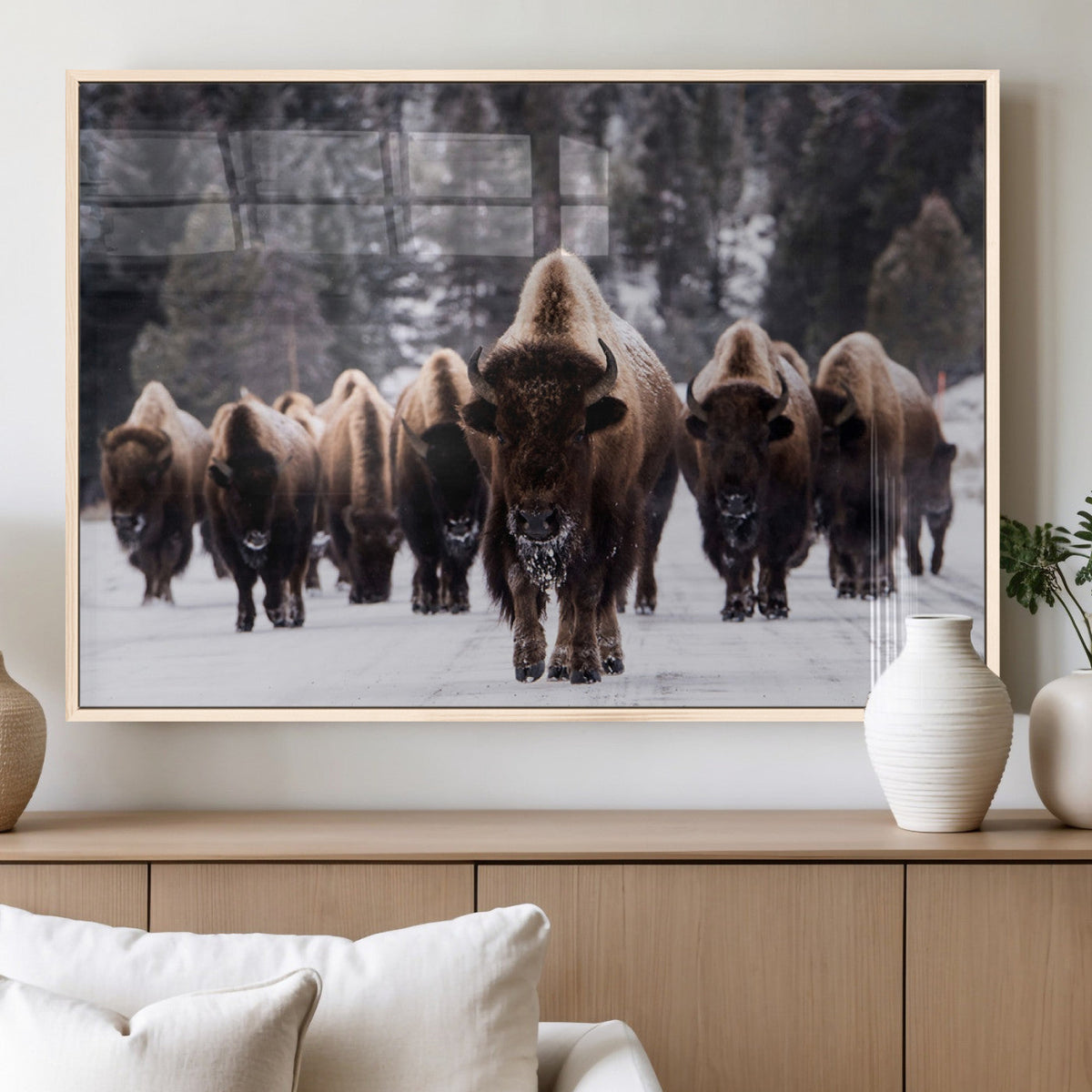 Bison Wall Art Canvas Print, Bison Herd Canvas Wall Art