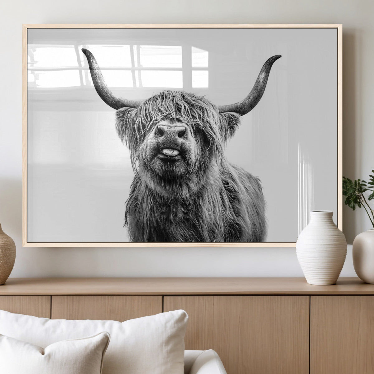Fanny Scottish Highland Cow Cattle Art Print Farmhouse Wall Art Canvas Print