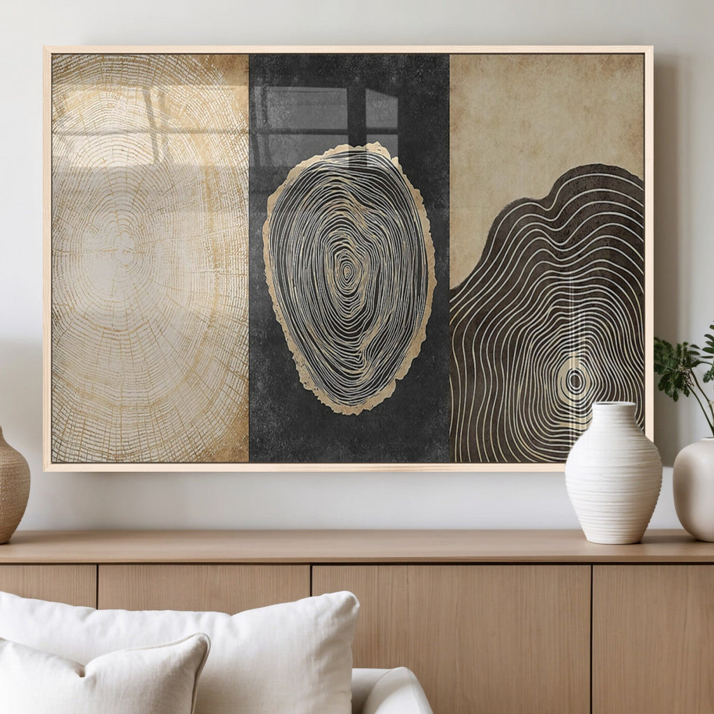 Tree Rings Canvas Wall Art Print, Minimalist Natural History in Modern Decor