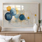 Geometric Blue Orange Abstract Wall Art Canvas, Geometric Blue Orange Canvas Print