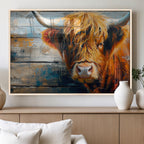 Highland Cow Abstract Canvas Wall Art, Bold Farmhouse Decor