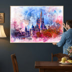 Disney Wall Art: Dreamy Watercolor Cinderella Castle Canvas Print