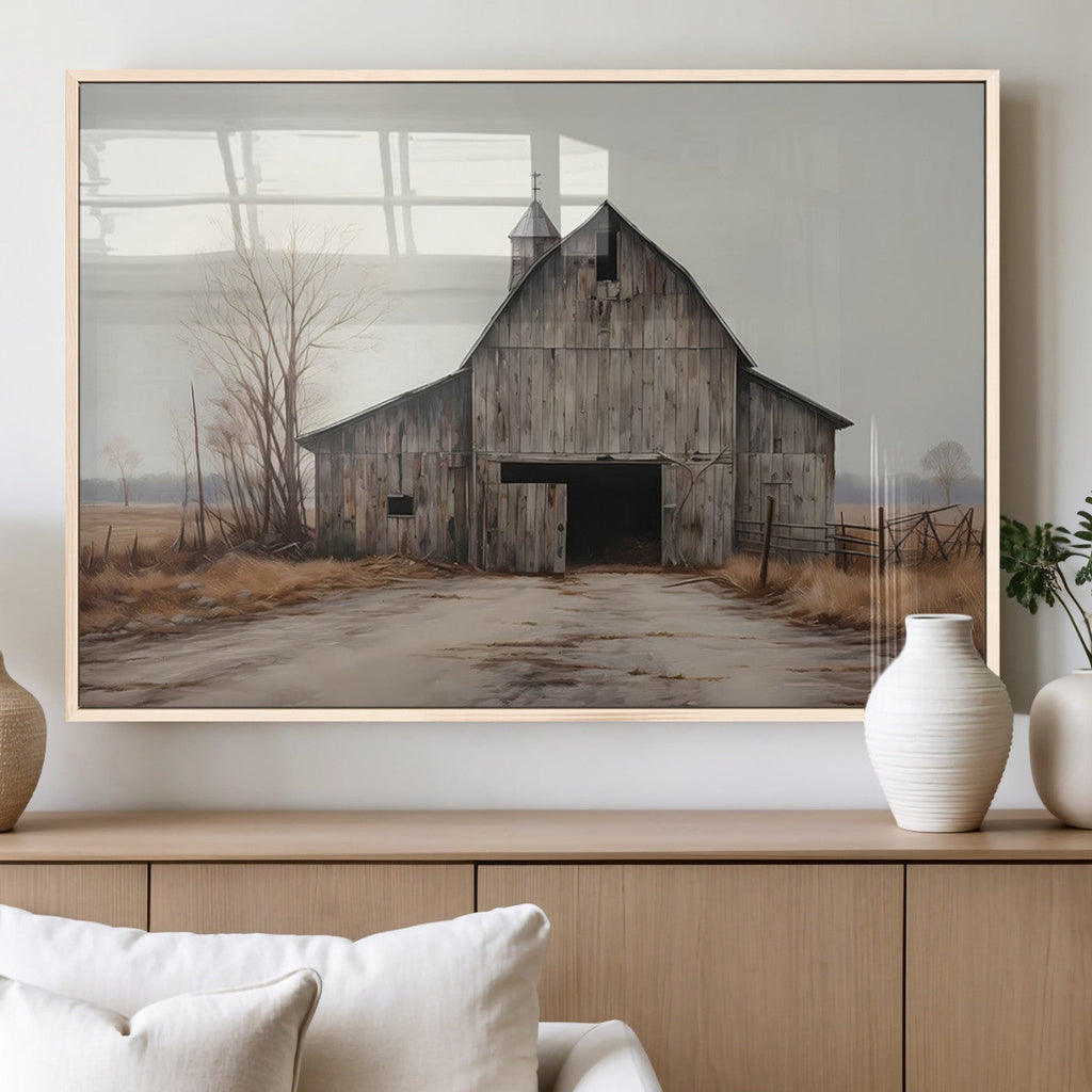 Farmhouse Rustic Barn Wall Art Canvas Print, Framed and Ready to Hang