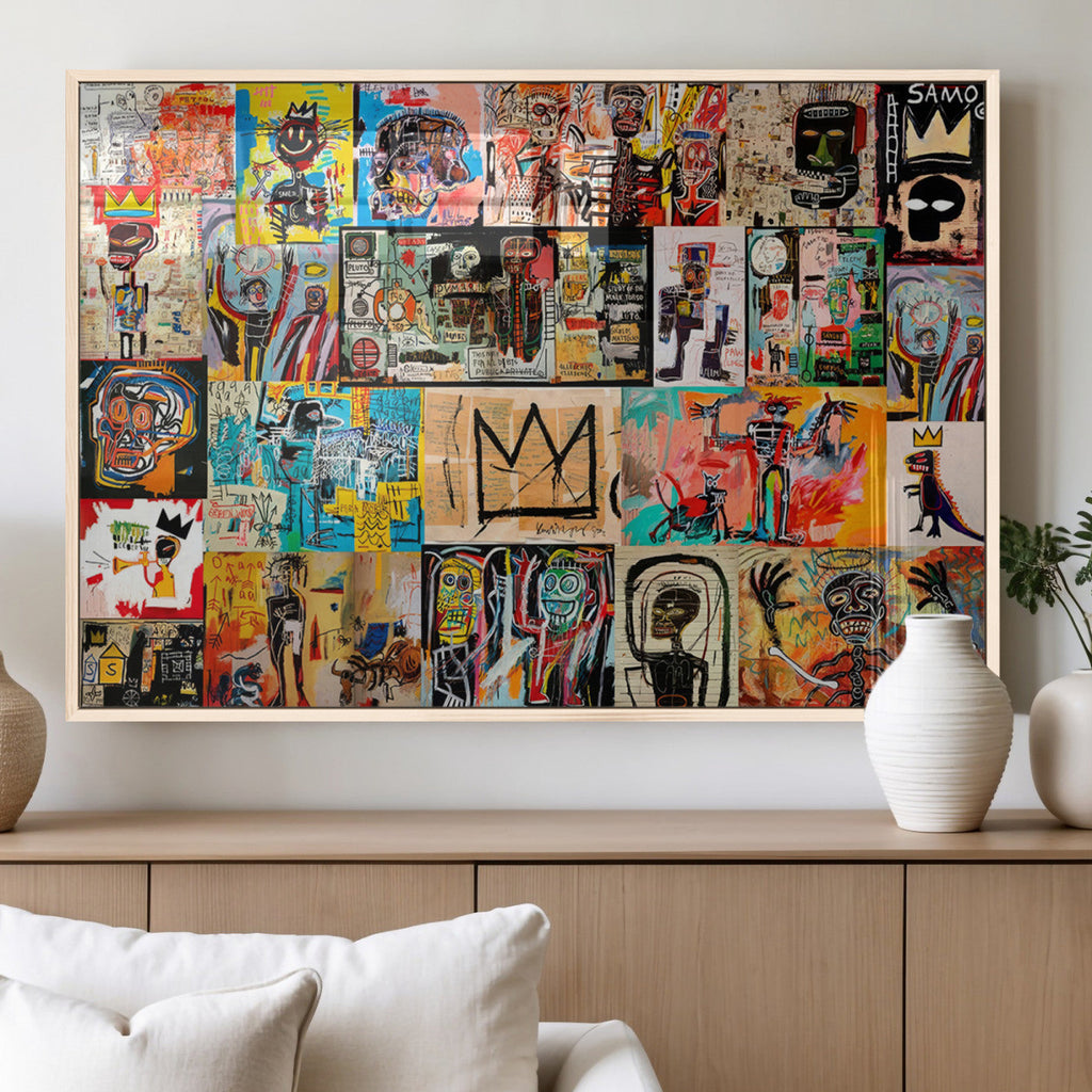 Abstract Art Collage Wall Art Canvas Print, Urban Graffiti Style