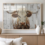 Rustic Longhorn Bull Wall Art Canvas Set