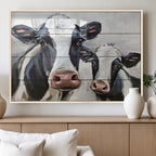 Vintage Baby and Mom Cattle Wall Art Canvas Print