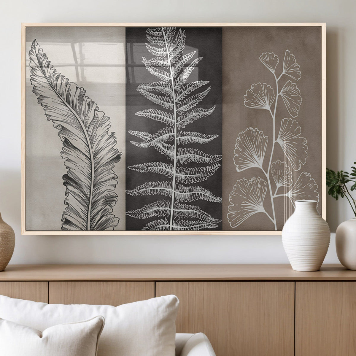 Minimalist Botanical Wall Art Canvas Print, Framed and Ready to Hang