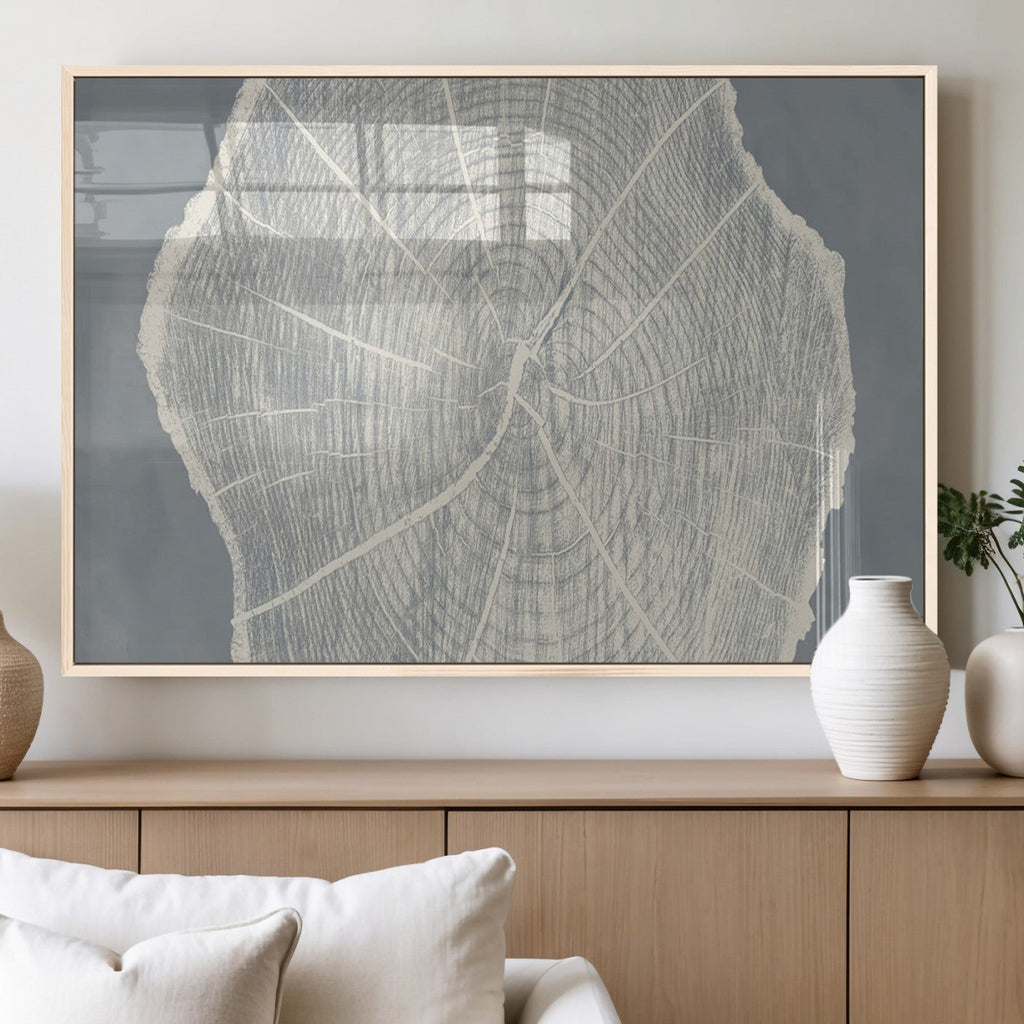 Abstract Tree Ring Wall Art Canvas Print, Framed and Ready to Hang