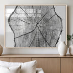Rustic Tree Ring Wall Art Canvas Print, Framed and Ready to Hang