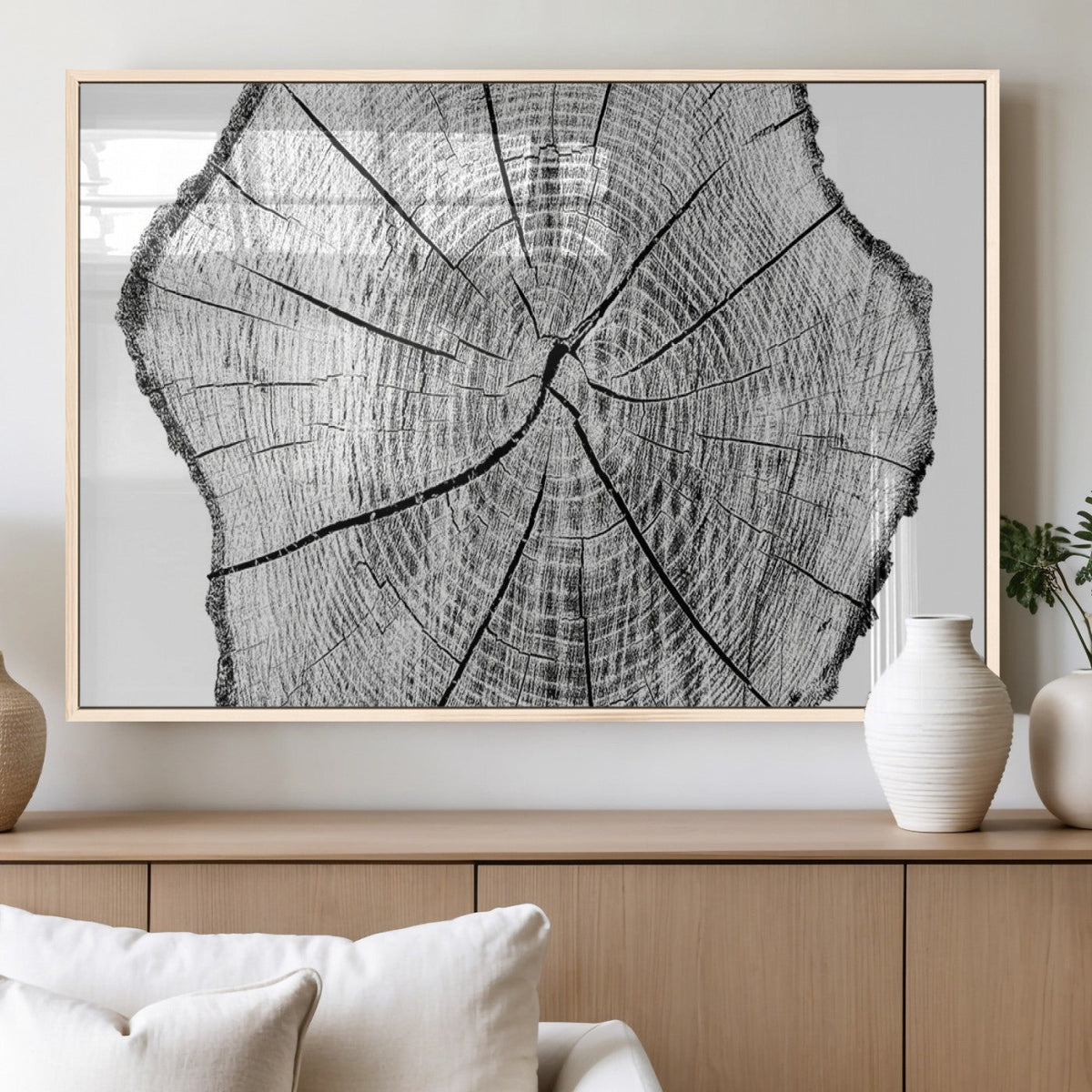 Rustic Tree Ring Wall Art Canvas Print, Framed and Ready to Hang