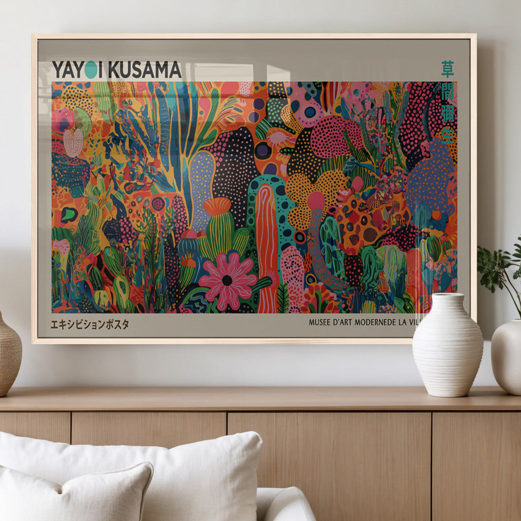 Framed Yayoi Kusama 1986 Wall Art Print | Japanese Wall Art, Wabi Sabi Abstract Landscape