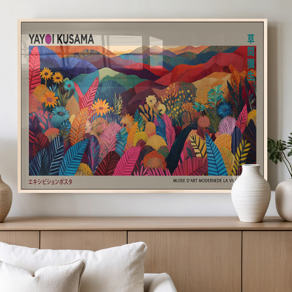 Yayoi Kusama Wall Art Canvas Print, Abstract Art, Large Framed Print, Japanese Wabi Sabi Wall Art