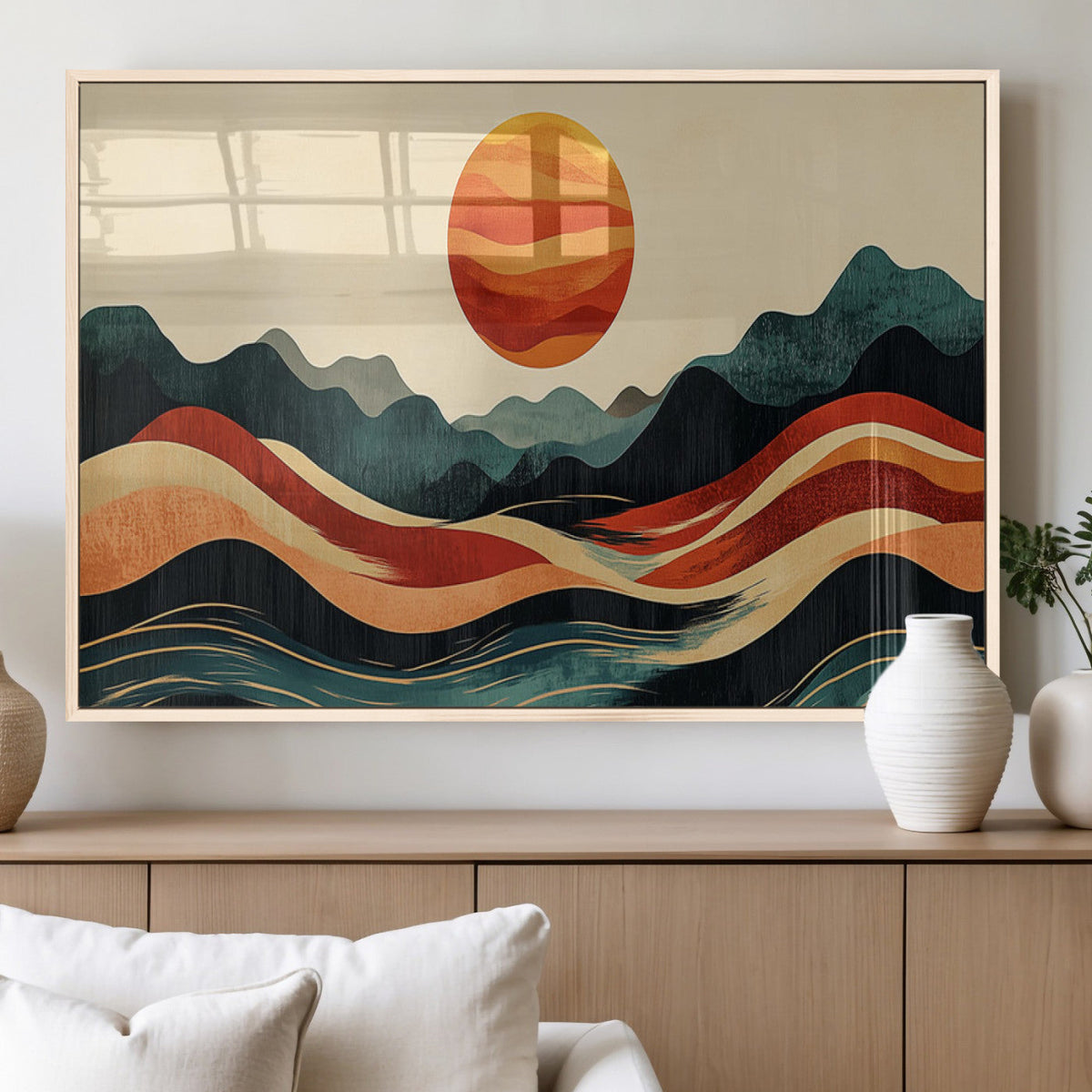 Mountain Triptych Wall Art Canvas Print | Western Boho Pine Tree Nature Print