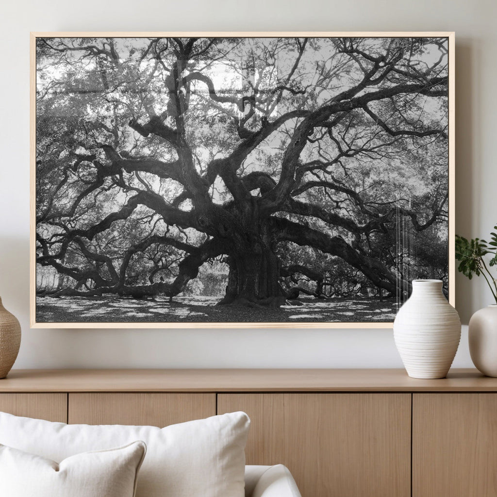 Ancient Oak Wall Art Canvas Print | Gnarled Tree with Twisted Branches