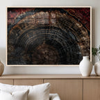 Dark Wood Ring Wall Art Canvas Print, Framed Abstract Tree Slice Print, Rustic Wood Grain Decor