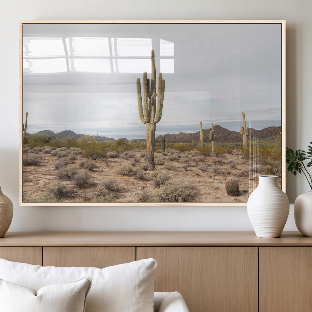 Saguaro Cactus Wall Art | Framed Desert Canvas Artwork