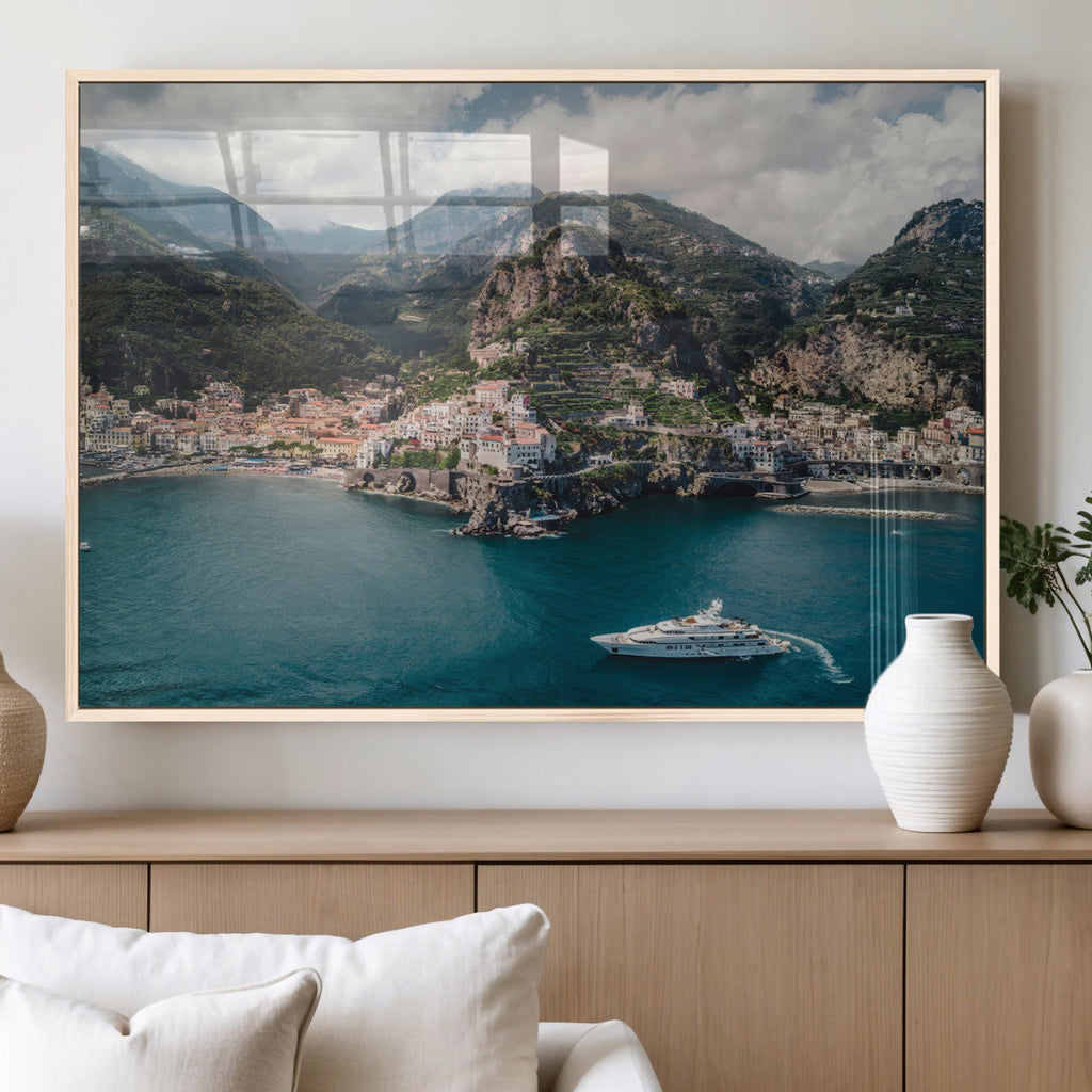 Amalfi Coast Wall Art | Framed Italian Seaside Canvas
