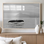 Whale Tail Wall Art | Framed Black White Ocean Canvas