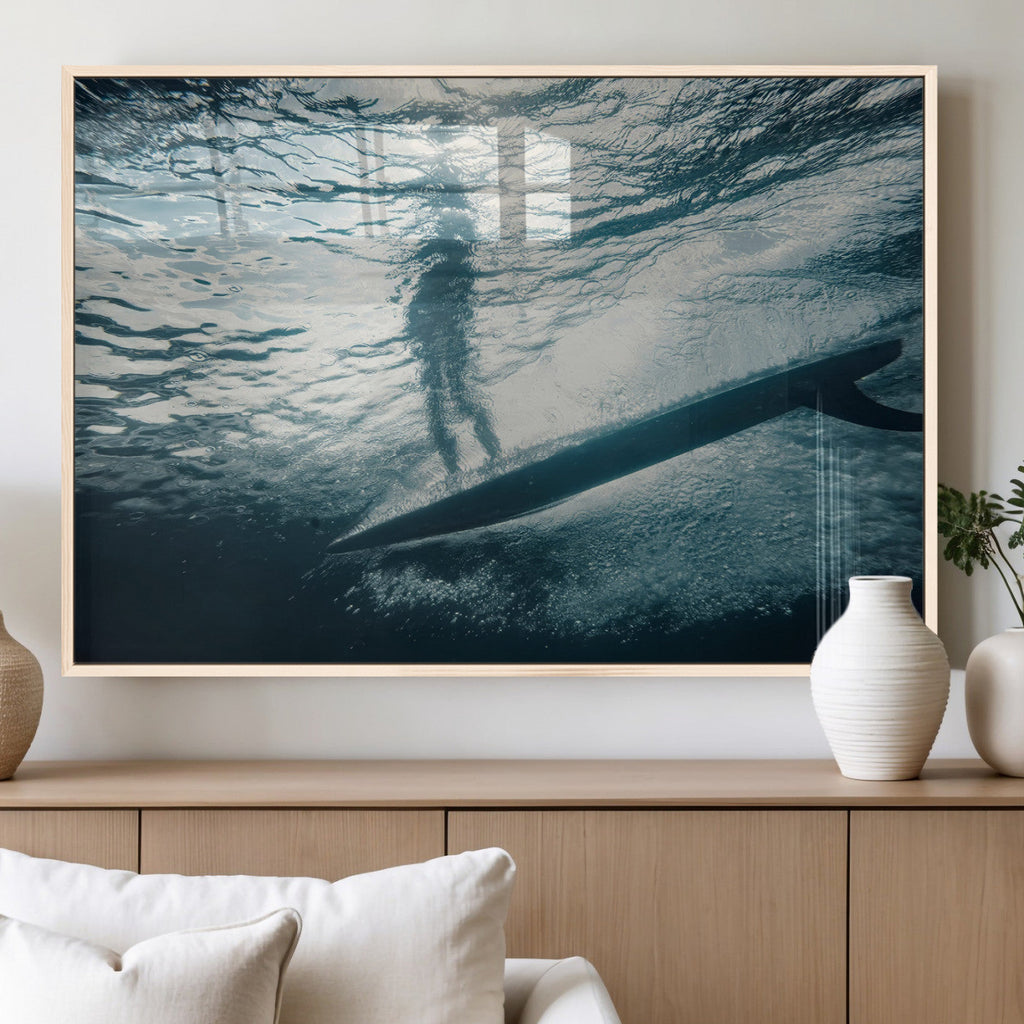 Underwater Surf Wall Art | Framed Ocean Wave Canvas Artwork