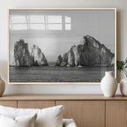 Coastal Wall Art | Framed Black White Ocean Canvas Artwork
