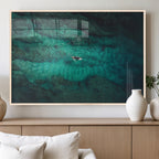 Ocean Surf Wall Art Canvas Print, Framed Vibrant Blue Waters Seascape Artwork