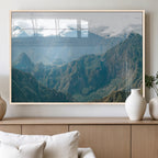Misty Mountain Wall Art Canvas Print, Framed Cloudy Andean Art, Rugged Mountain Landscape