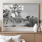 Joshua Tree Wall Art | Black & White Canvas Print, Nature Serenity Decor